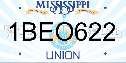 1BEO622 Mississippi License Plate