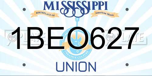 1BEO627 Mississippi License Plate