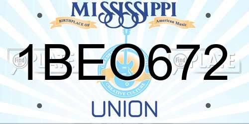 1BEO672 Mississippi License Plate