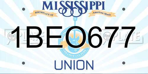 1BEO677 Mississippi License Plate