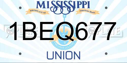 1BEQ677 Mississippi License Plate