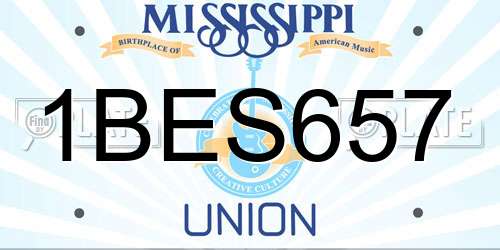 1BES657 Mississippi License Plate