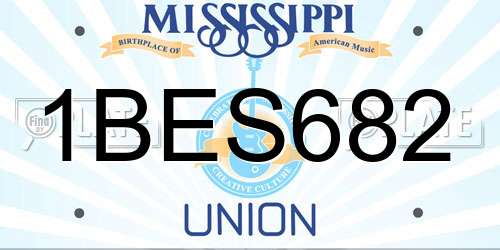 1BES682 Mississippi License Plate