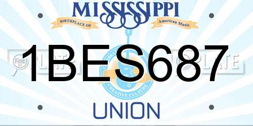 1BES687 Mississippi License Plate