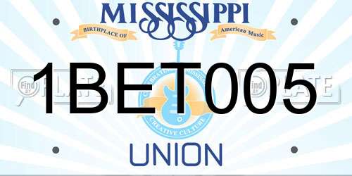1BET005 Mississippi License Plate