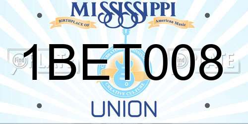 1BET008 Mississippi License Plate