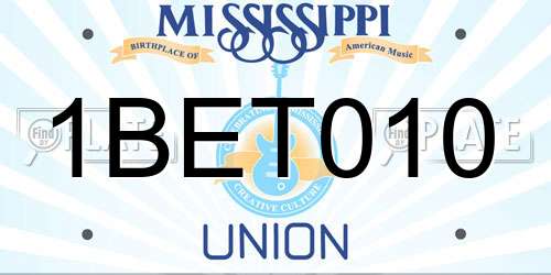 1BET010 Mississippi License Plate