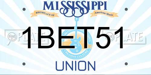 1BET51 Mississippi License Plate