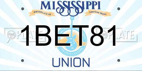 1BET81 Mississippi License Plate