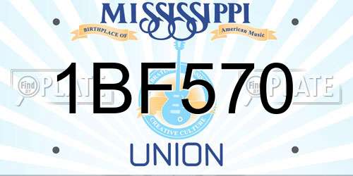 1BF570 Mississippi License Plate
