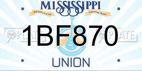 1BF870 Mississippi License Plate