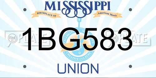 1BG583 Mississippi License Plate
