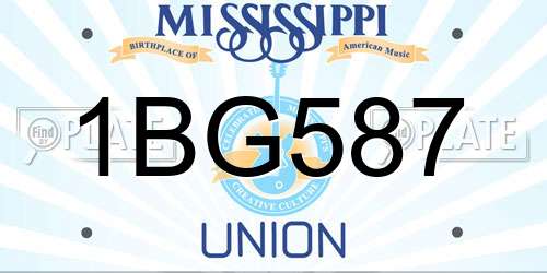 1BG587 Mississippi License Plate