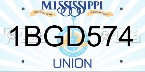1BGD574 Mississippi License Plate