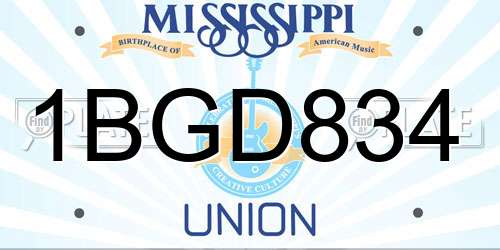 1BGD834 Mississippi License Plate