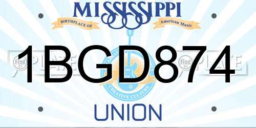 1BGD874 Mississippi License Plate
