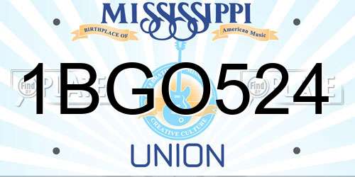 1BGO524 Mississippi License Plate