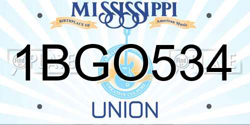 1BGO534 Mississippi License Plate