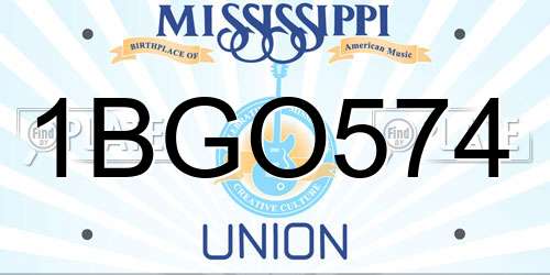 1BGO574 Mississippi License Plate