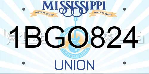 1BGO824 Mississippi License Plate