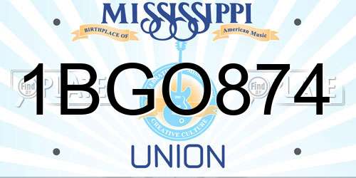 1BGO874 Mississippi License Plate