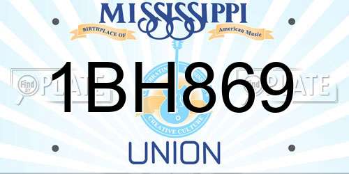 1BH869 Mississippi License Plate