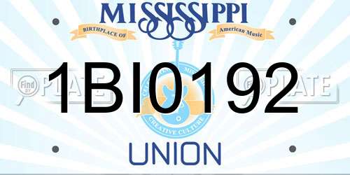 1BI0192 Mississippi License Plate