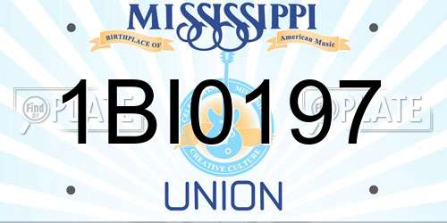 1BI0197 Mississippi License Plate