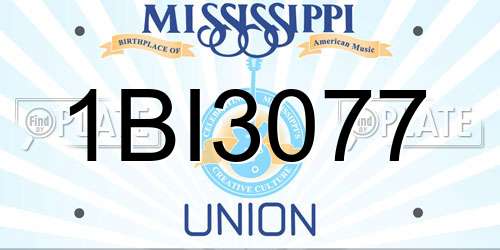 1BI3077 Mississippi License Plate