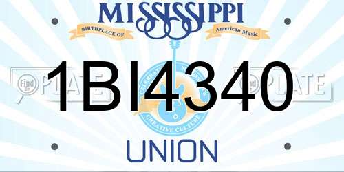 1BI4340 Mississippi License Plate