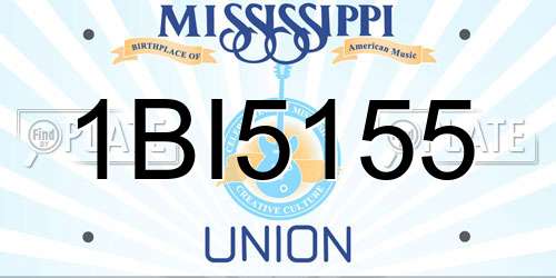 1BI5155 Mississippi License Plate