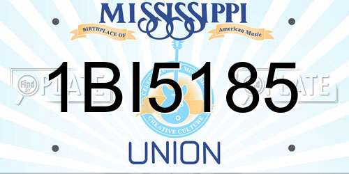 1BI5185 Mississippi License Plate