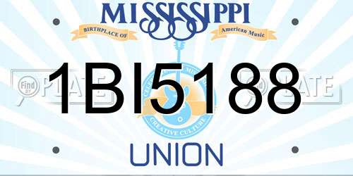 1BI5188 Mississippi License Plate