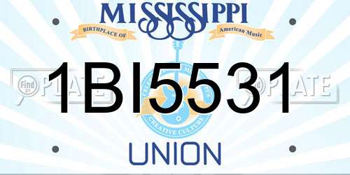1BI5531 Mississippi License Plate