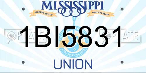 1BI5831 Mississippi License Plate