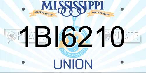 1BI6210 Mississippi License Plate