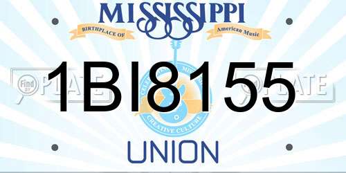 1BI8155 Mississippi License Plate