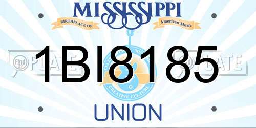 1BI8185 Mississippi License Plate