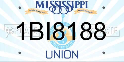 1BI8188 Mississippi License Plate