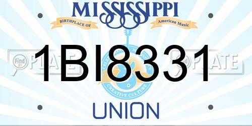 1BI8331 Mississippi License Plate