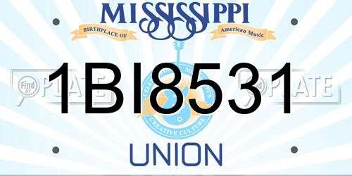 1BI8531 Mississippi License Plate