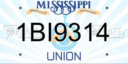 1BI9314 Mississippi License Plate