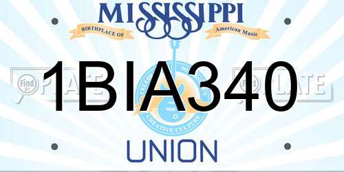 1BIA340 Mississippi License Plate