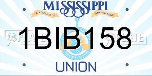 1BIB158 Mississippi License Plate