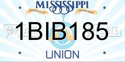 1BIB185 Mississippi License Plate