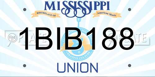 1BIB188 Mississippi License Plate