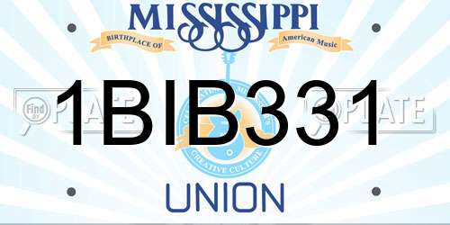 1BIB331 Mississippi License Plate
