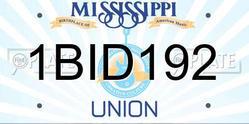 1BID192 Mississippi License Plate