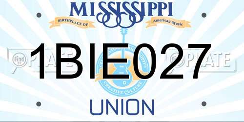 1BIE027 Mississippi License Plate