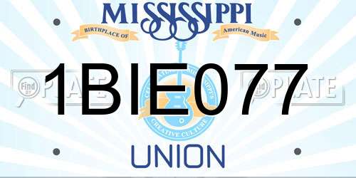 1BIE077 Mississippi License Plate